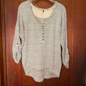 We The Free Gray Striped Button Down Shirt